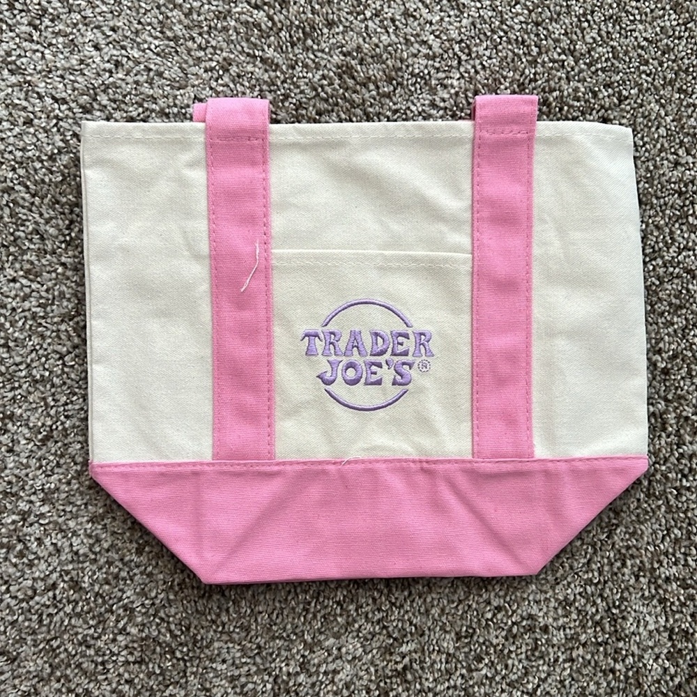 Trader Joe's Mini Canvas Tote in Pink - NWT